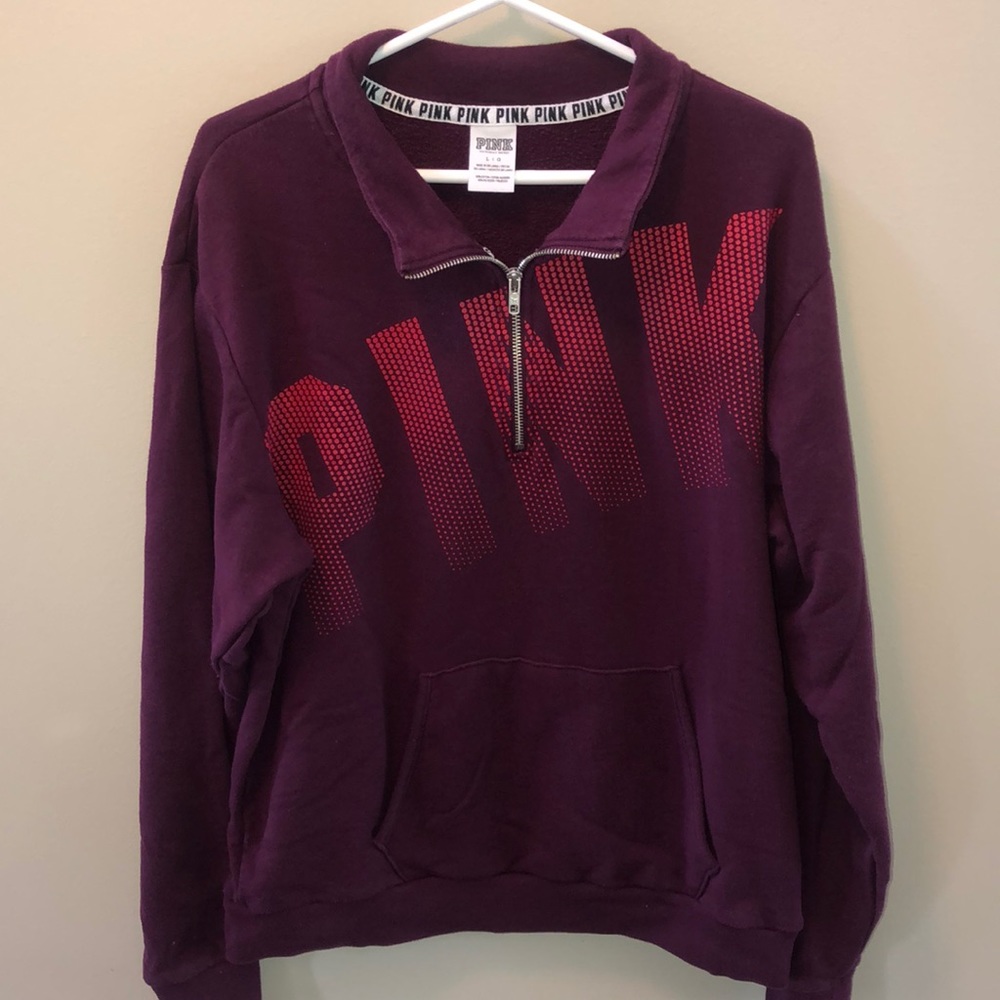 VS PINK burgundy/purple and red quarter zip